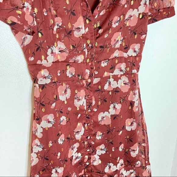 NWOT Walter Baker Smith Midi Dress Berry Hibiscus - Picture 4 of 11